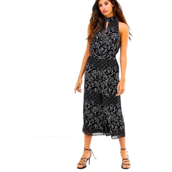 Ted Baker Pants - Ted Baker Marcila Hazel Halter Neck Wide Leg Black Floral Jumpsuit Size 3 New